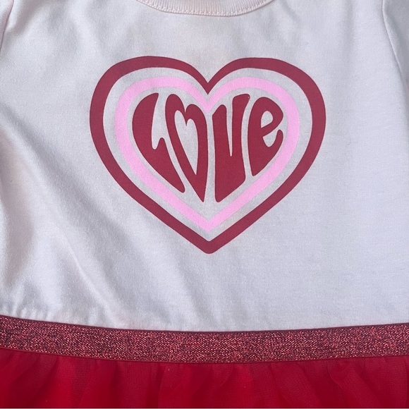 Wonder Nation Girls' 18 Mo tutu Love Heart Dress - Pink and Red long sleeve - Picture 6 of 8